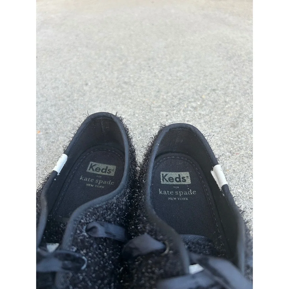 Keds x Kate Spade New York sparkle tinsel fuzzy Kickstart velvet laces sneakers